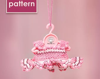 Beaded Dress Pattern for Bear PDF | Peyote Stitch Outfit Tutorial with Bow Headband