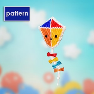 Beaded Kite Pattern – DIY Peyote Stitch Tutorial | Beadwork Kite PDF | Miyuki Beading Pattern | Beaded Ornament | Instant Download