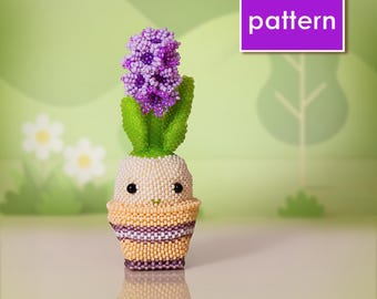 Beaded Hyacinth in Pot Pattern PDF | Peyote Stitch Flower Plant Tutorial