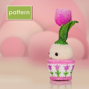 Beaded Tulip Pattern – Peyote Stitch Flower Tutorial PDF – Spring DIY Beading Project