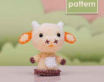 Beaded Cow PDF Pattern | Step-by-Step Peyote Stitch Tutorial | DIY Farm Animal Beading Project