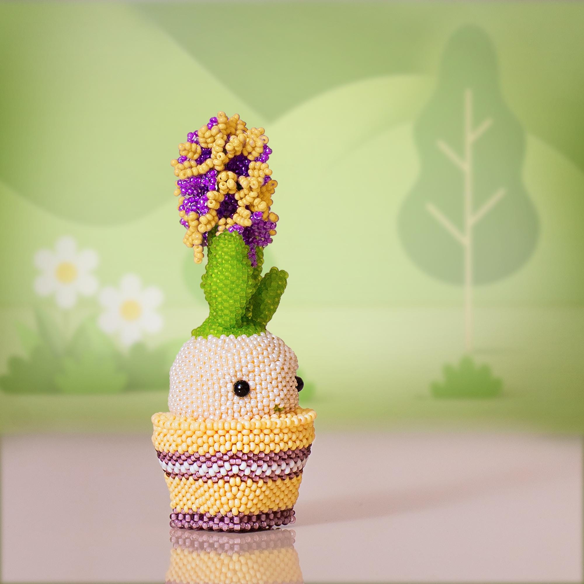 Beaded Hyacinth in Pot Pattern PDF | Peyote Stitch Flower Plant