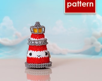Beaded Lighthouse Pattern | Peyote Stitch Tutorial PDF | Nautical Bead Figurine | DIY Coastal Beading Project