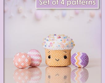 Beaded Easter Cake Pattern – Peyote Stitch Tutorial – Easter Paska with Eggs – Spring Beading Design