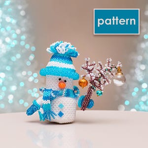 枝飾りのビーズ雪だるま | ペヨーテステッチのチュートリアル | ホリデーPDFパターン