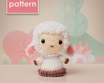Beaded Sheep PDF Pattern | Step-by-Step Peyote Stitch Tutorial | DIY Miniature Beading Animal