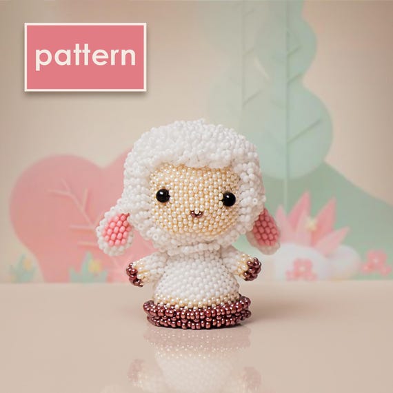 Beaded Sheep PDF Pattern | Step-by-step Peyote Stitch Tutorial