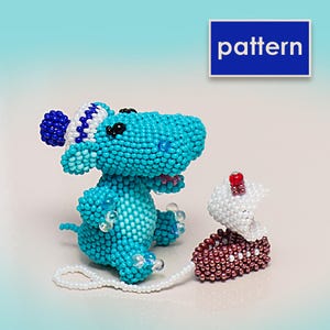 Little Hippo PDF Tutorial | Detailed Peyote Stitch Beading Pattern | DIY Beaded Animal PDF