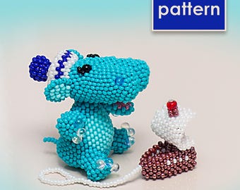 Tutorial PDF per piccolo ippopotamo / Schema dettagliato per perline a punto peyote / PDF per animali con perline fai da te