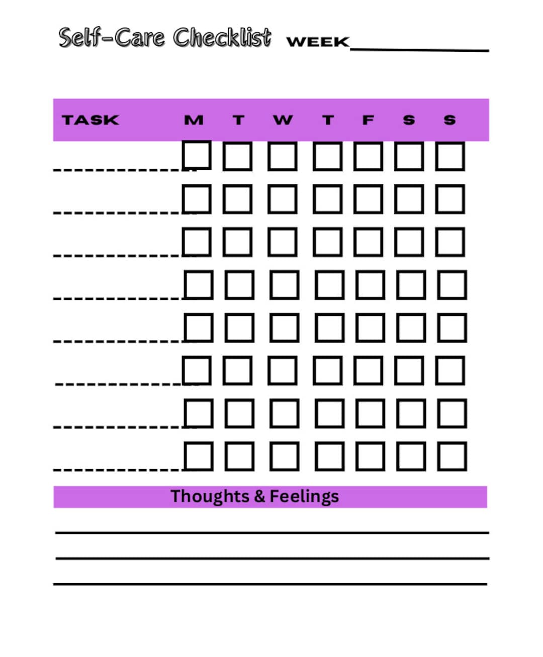 Printable Self-care Checklist - Etsy