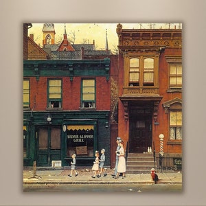 Walking to Church de Norman Rockwell, oeuvre d'art murale, affiche emblématique vintage, impression d'art américain intemporel, toile prête à accrocher, affiche de haute qualité