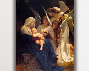 ウィリアム アドルフ ブグロー、天使の歌、1881 年、アート プリント