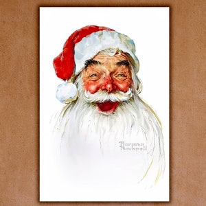 Papai Noel por Norman Rockwell Impressão em tela, Ilustração de arte, Norman Rockwell Work Art, Pôster vintage, Presente de Natal, Papai Noel