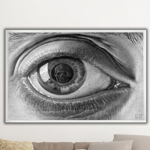 Eye (1946) by Maurits Cornelis Escher Artwork, Eye Canvas, Maurits Cornelis Escher Canvas, Maurits Cornelis Escher Surrealist Work Art