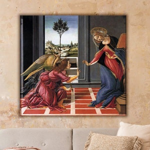 The Cestello Annunciation by Sandro Botticelli Canvas Print, Sandro Botticelli Artwork, Renaissance Period Artwork, Boticelli Canvas