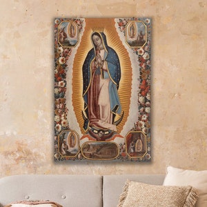 Virgin of Guadalupe Artwork, Manuel de Arellano&#39; s Canvas, Religious Wall Art, Our Lady of Guadalupe Poster, Virgin Mary Poster