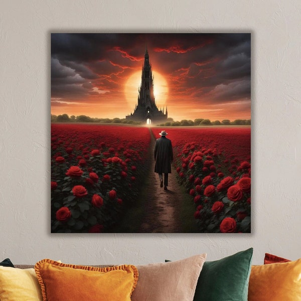 Oeuvre d'art La tour sombre, Impression sur toile Stephen King La tour sombre, Impression sur toile de couverture de livre Stephen King, Art mural Tour sombre