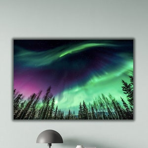 Aurora Borealis Canvas Wall Art, Aurora Poster, Northern Lights Canvas Print, Southern Lights Poster, Norway Northern Light Canvas Wall Art