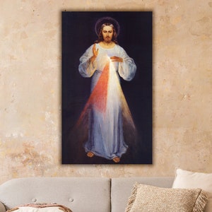 Divina Misericordia von Eugeniusz Kazimirowski Leinwanddruck, Jesus Wandkunst, Jesus Kunstwerk, Göttliche Barmherzigkeit Leinwand, Göttliche Barmherzigkeit Wandkunst