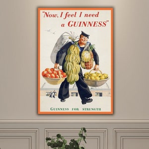 Guinness Poster, Guinness Beer Poster, Guinness Vintage Poster, Vintage Beer Poster, Sailor Poster, I Need A Guinness Poster, Retro Poster