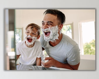 Custom Father & Child Portrait Canvas, Father's Day Gift