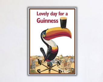 Lovely Day For A Guinness Poster, Guinness Beer Poster, Lovely Day For A Guinness Vintage Poster, Vintage Beer Poster, Parrot Poster