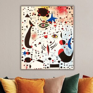 Numbers and Stars in a Loving Woman Artwork, Joan Miro Wall Art, Miro Surrealist Canvas Print, Joan Miro Canvas Print, Miro Artwork
