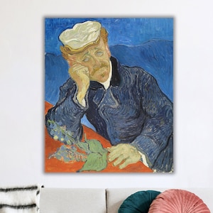 ゴッホ、ガシェ医師の肖像、リネンキャンバスの油絵複製、手作り品質