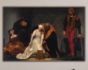 The Execution of Lady Jane Grey by Paul Delaroche Artwork, Lady Jane&#39;s Execution Canvas Print, Lady Jane Grey Canvas, Paul Delaroche Canvas