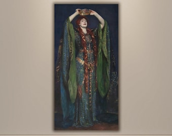 Ellen Terry as Lady Macbeth by John Singer Canvas Print, Ready to Hang Canvas, Vibrant Colour Wall Art, Woman Portrait Poster, Gift Idea