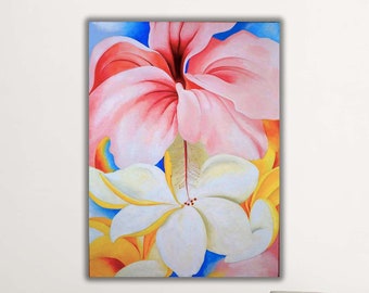 Georgia O'Keeffe Hibiscus With Plumeria Canvas Art Print