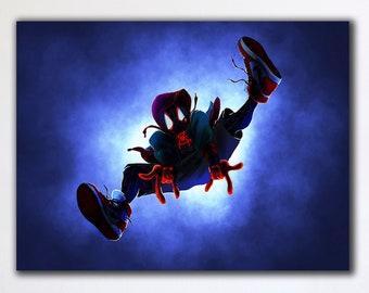 Impresión artística en lienzo de Spider-Man de Miles Morales, regalo para fans