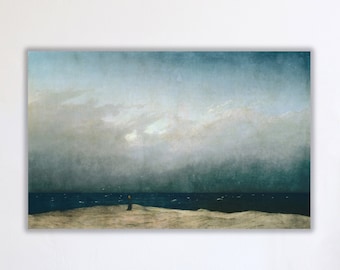 Caspar David Friedrich&#39;s Monk by the Sea Artwork, Caspar David Friedrich Canvas Print, Sea Artwork, Romantic Artwork, Blue Canvas Print