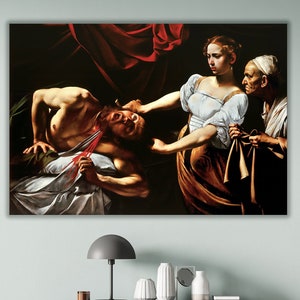 Judith Beheading Holofernes Canvas Print, Judith Beheading Holofernes Art, Caravaggio Poster, painting of the biblical episode by Caravaggio