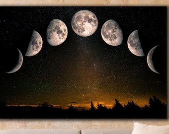 Moon Phases Canvas Art, Space-Themed Wall Decor