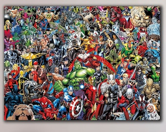 Avengers Canvas Wall Art, All Avengers Together on Canvas, Decorate Your Home with the World of Superheroes, Avengers Print Poster