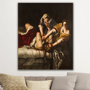Judith Slaying Holofernes Canvas Wall Art, Baroque Artist Gentileschi&#39;s Masterpiece, Book of Judith Canvas, Judith Slaying Holofernes Poster