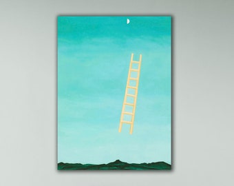 Georgia O&#39;Keeffe Poster, Ladder to the Moon Canvas, Georgia O&#39;Keeffe&#39;s Ladder to the Moon Artwork, Georgia O&#39;Keeffe Abstract Poster