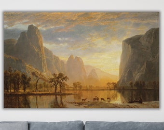 Valley of the Yosemite by Albert Bierstadt Artwork Valley View Canvas Print, Landscape Canvas, Valley Artwork, Albert Bierstadt Art