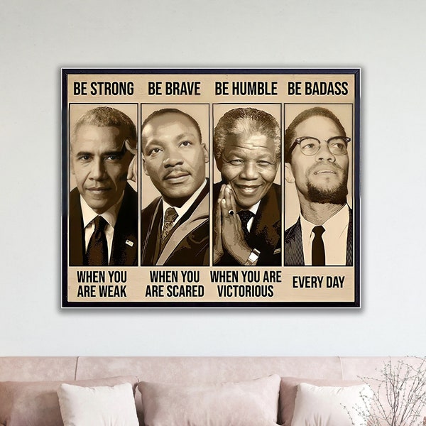 American Black Leaders Poster, Malcolm X Canvas, Barack Obama Poster, Martin Luther King Canvas, African American Canvas, Mandela Poster