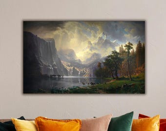 Impresión de lienzo de Albert Bierstadt, arte paisajístico de Sierra Nevada