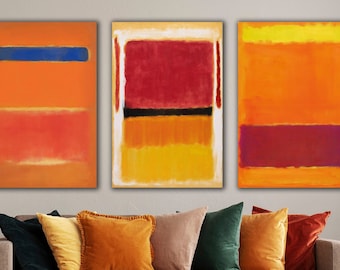 Set of 3 Mark Rothko Canvas Wall Art, Set of 3 Rothko Artwork Print, Abstract Artwork Canvas Set, Rothko Set of 3 Poster, Abstract Wall Art