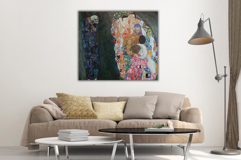 Death and Life by Gustav Klimt Wall Art, Museum Quality Poster, Symbolism Canvas Print, Klimt Masterpiece, Gift Idea, Home Decor Wall Art