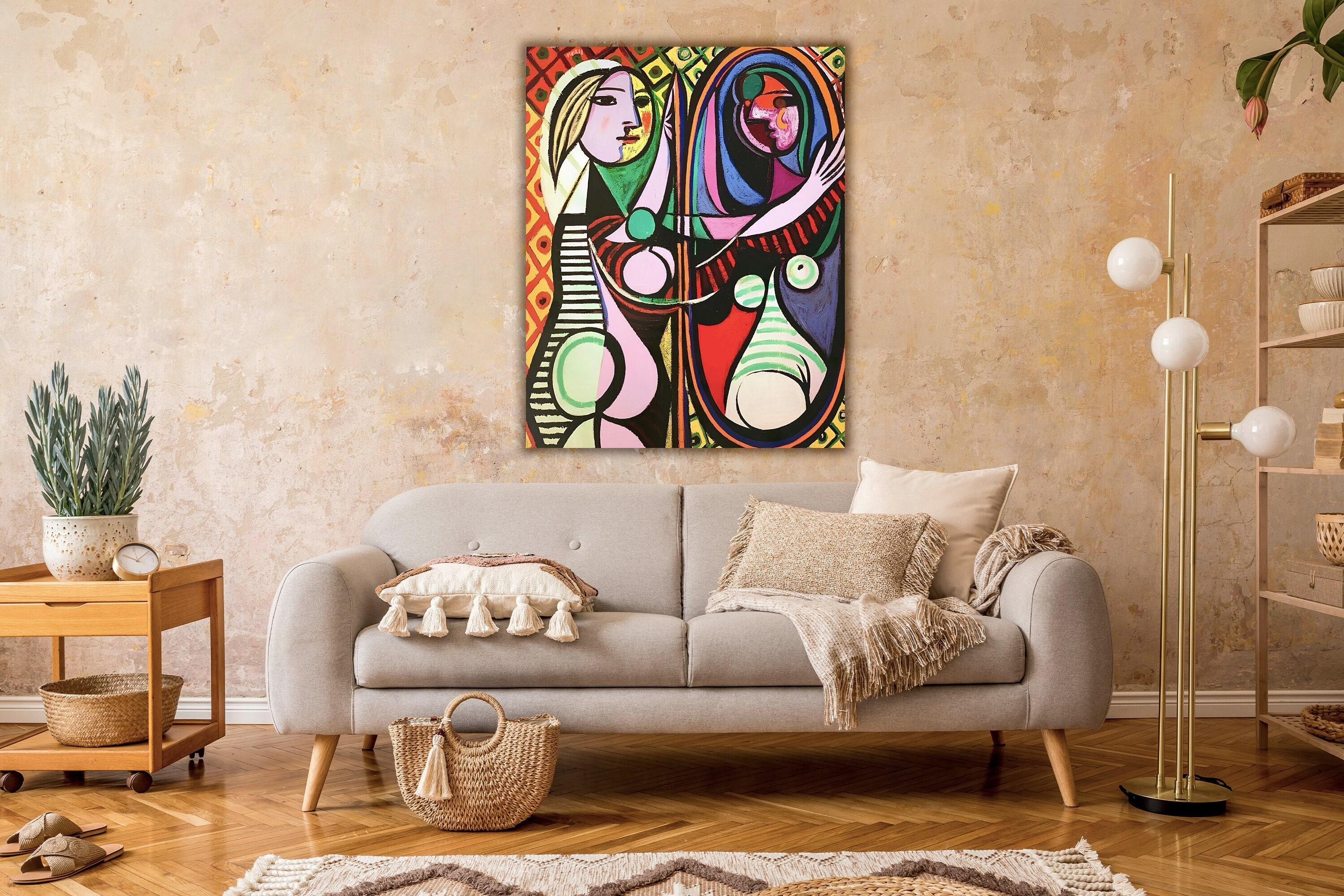 Girl Before a Mirror Wall Art, Pablo Picasso Artwork Poster, Girl Before a Mirror Print, Cubist Art, Cubism Master Picasso Artwork Wall Art