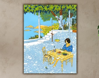 Vittorio Giardino Summer Girl Poster, Vintage Comic Art Print, Ready to Hang Canvas, Sophisticated Home Decor Idea, Timeless Gift Wall Art