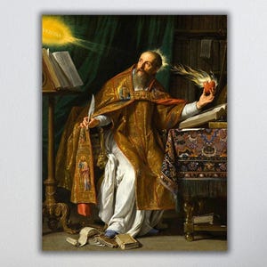Sint-Augustinus door Philippe de Champaigne muurkunst, klassieke religieuze kunstprint, barok portret, klaar om op te hangen canvas, museumkwaliteitskunst