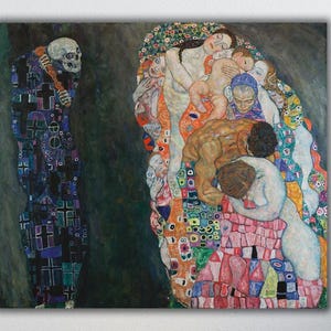 Death and Life by Gustav Klimt Wall Art, Museum Quality Poster, Symbolism Canvas Print, Klimt Masterpiece, Gift Idea, Home Decor Wall Art