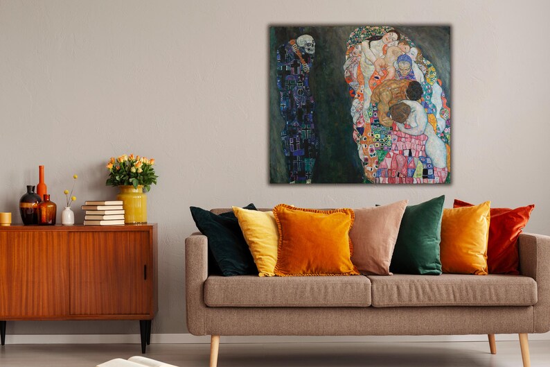 Death and Life by Gustav Klimt Wall Art, Museum Quality Poster, Symbolism Canvas Print, Klimt Masterpiece, Gift Idea, Home Decor Wall Art