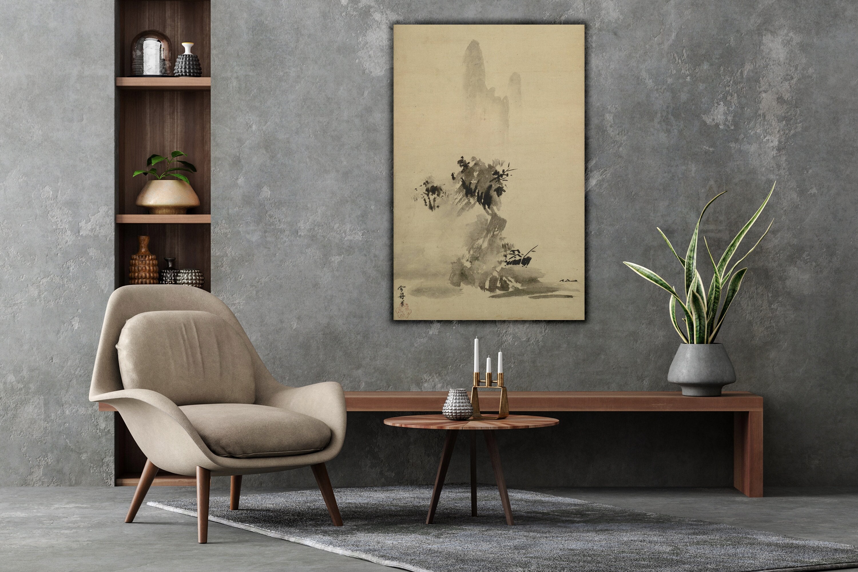 Sesshu Toyo Japanese Artwork, Japanese Art Canvas Print, Haboku Sansui by Sesshu Toyo Canvas, Haboku Sansui Japanese Artwork