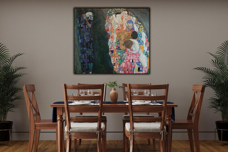 Death and Life by Gustav Klimt Wall Art, Museum Quality Poster, Symbolism Canvas Print, Klimt Masterpiece, Gift Idea, Home Decor Wall Art